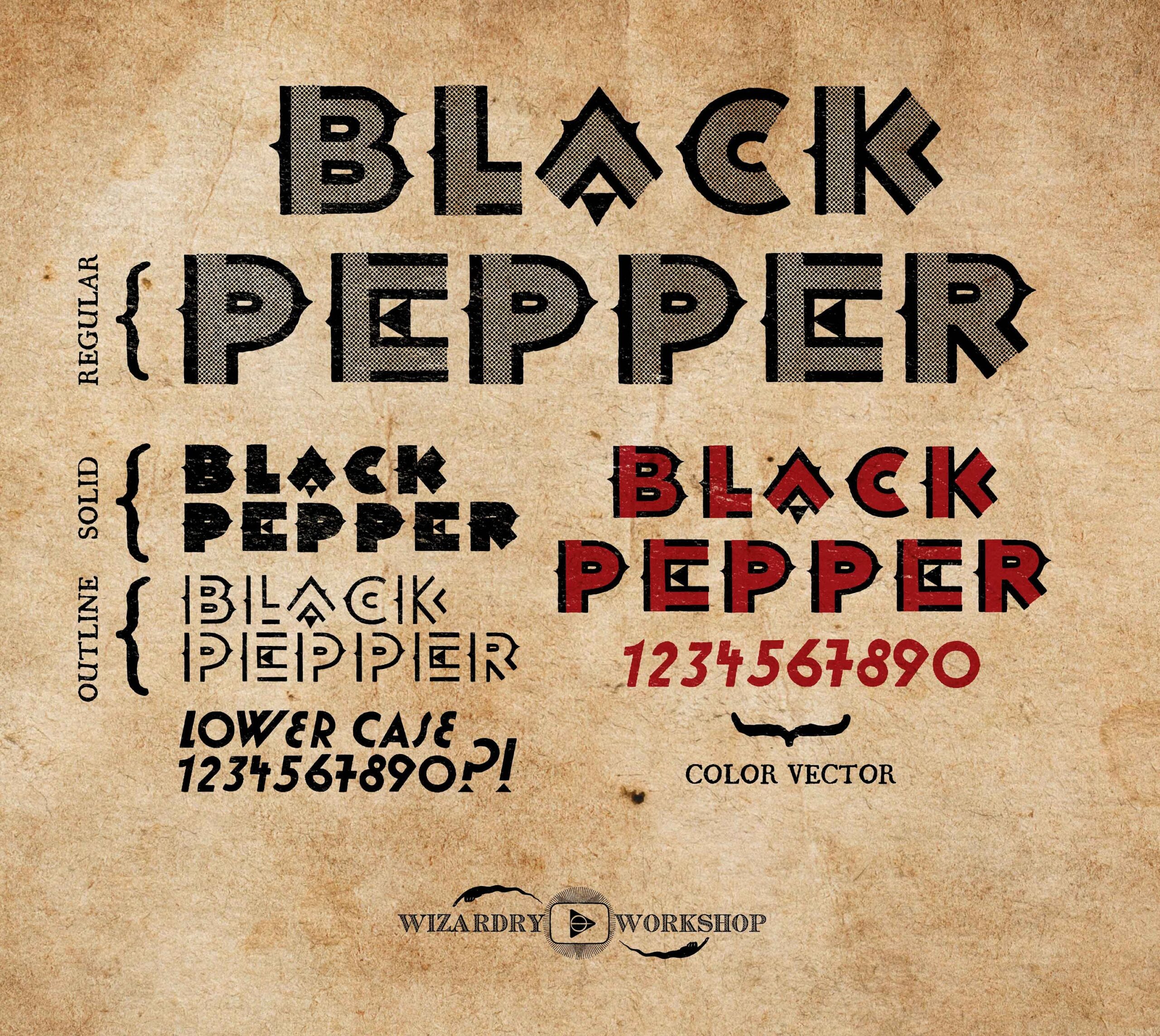 Black Pepper Font Family (4 Fonts)